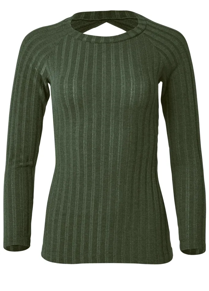RIBBED TWIST BACK TOP Olive Women VENUS Night Out Tops