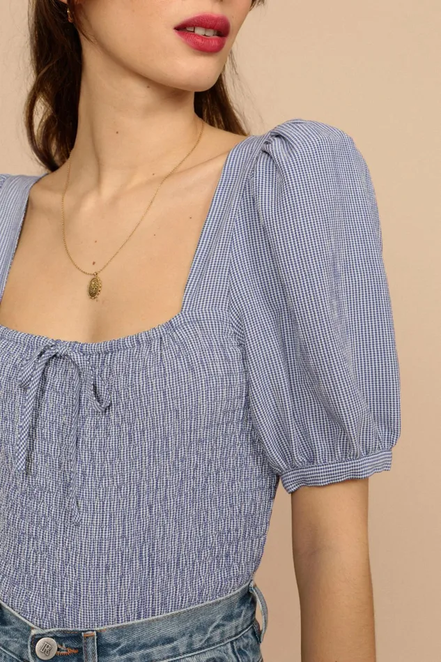 Rouje KATIA Top Bleu Vichy Women Blouses and Tops