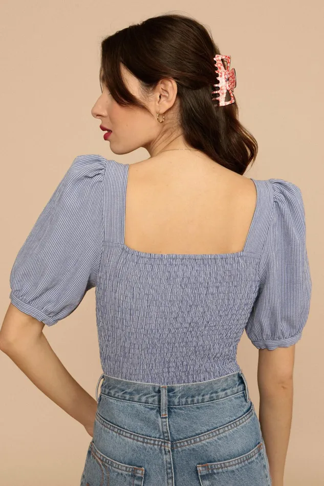 Rouje KATIA Top Bleu Vichy Women Blouses and Tops