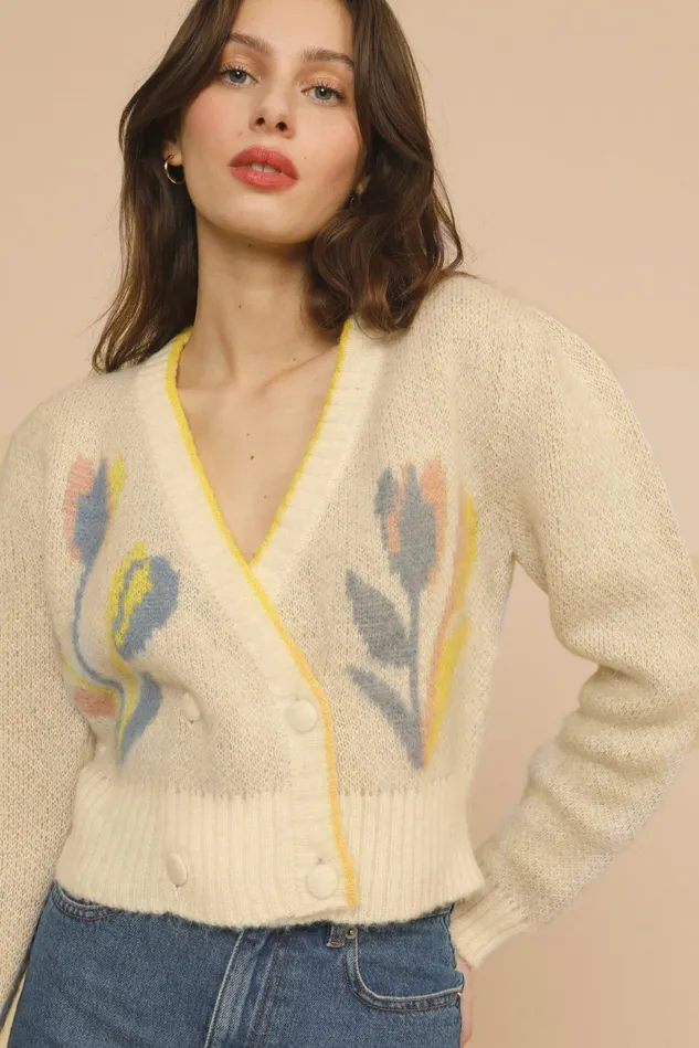 Rouje LEANDRO Cardigan Ecru Women Knits