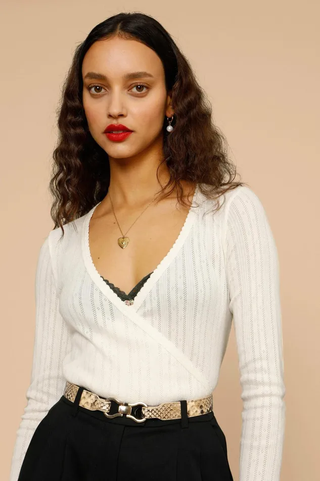 Rouje MAELYS Wrap Top Ecru Uni Women Blouses and Tops
