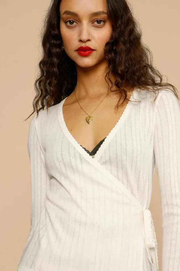 Rouje MAELYS Wrap Top Ecru Uni Women Blouses and Tops