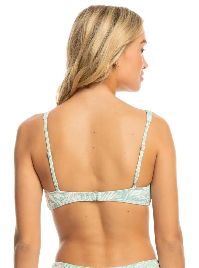 Roxy Bikini Tops Rib Roxy Love The Oceana VNeck Bikini Top Blue Surf Planao Apparel 8211 Women