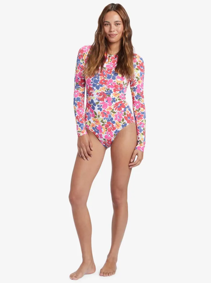 Roxy Rashguards Bloomin Babe Long Sleeve OnePiece Swimsuit Bloomin Babe 8211 Swim 8211 Women