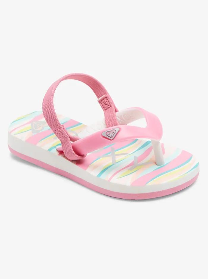 Roxy Shoes and Sandals Toddler039s Tahiti FlipFlops Whitecrazy Pink Print 8211 Women