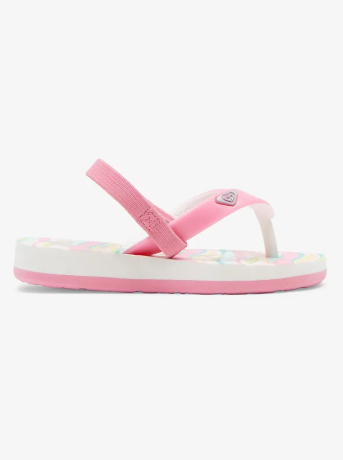 Roxy Shoes and Sandals Toddler039s Tahiti FlipFlops Whitecrazy Pink Print 8211 Women