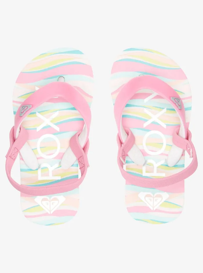 Roxy Shoes and Sandals Toddler039s Tahiti FlipFlops Whitecrazy Pink Print 8211 Women
