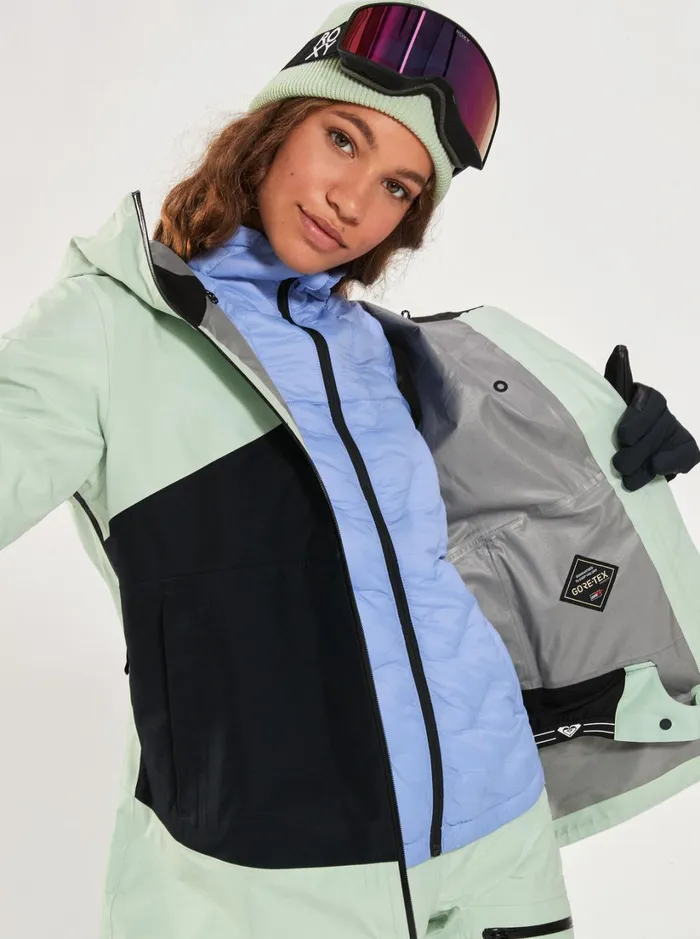 Roxy Snow Jackets GORETEX Lunalite 3L Technical Snow Jacket Cameo Green 8211 Women