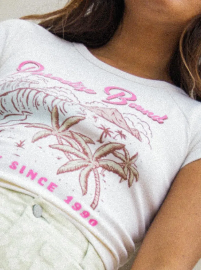 Roxy Tees and Tanks Paradise Bound Crop Ribbed TShirt Egret 8211 Women