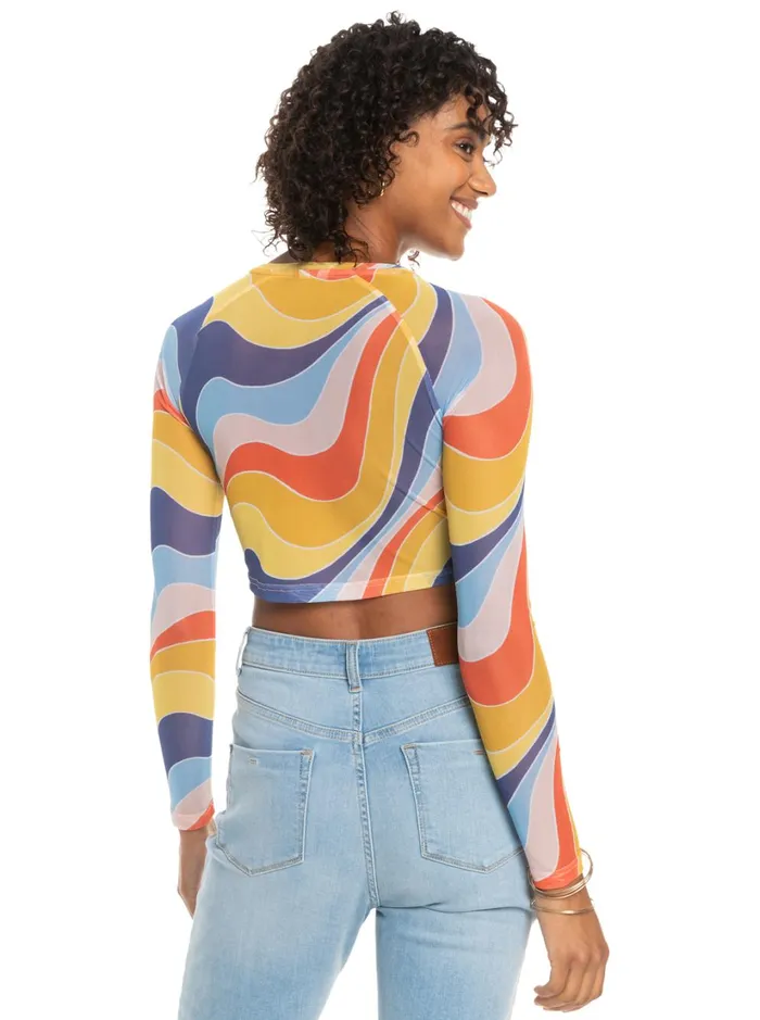 Roxy Tops Just A Friend Logn Sleeve Mesh Crop Top Tiger Lily Cruz 8211 Women
