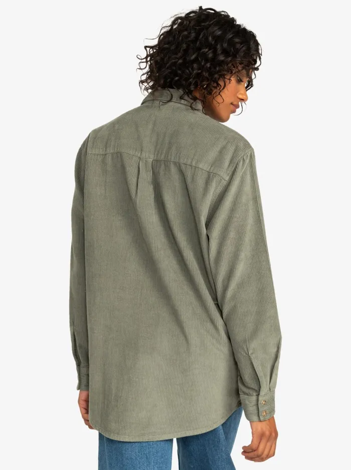 Roxy Tops Let It Go Corduroy Long Sleeve Top Agave Green 8211 Women