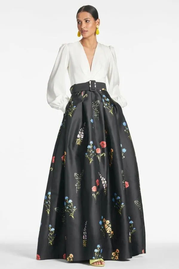 Sachin and Babi Zoe Gown 8211 Off WhiteNoir Bouquet Off Whitenoir Bouquet Women Plus Sizes