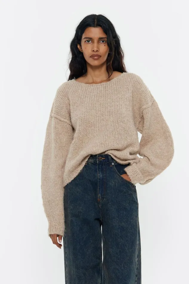 Sand Alpaca Seams Jumper Sand Women Bimba Y Lola Knitwear