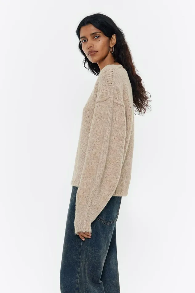 Sand Alpaca Seams Jumper Sand Women Bimba Y Lola Knitwear Sand Alpaca Seams Jumper Sand Women Bimba Y Lola Knitwear