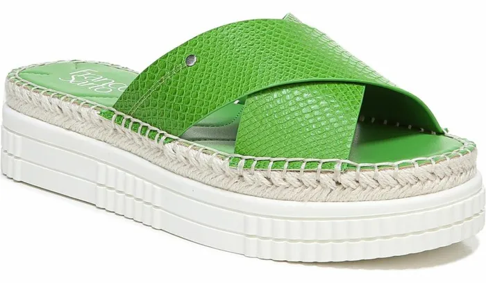 Sandals Women Franco Sarto Franco Barb Platform Slide Sandal Green Apple Faux Leather