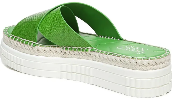 Sandals Women Franco Sarto Franco Barb Platform Slide Sandal Green Apple Faux Leather