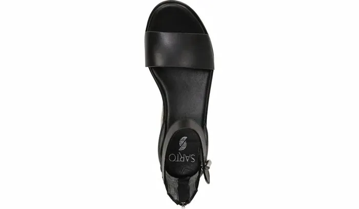 Sandals Women Franco Sarto Sarto Messina Espadrille Wedge Sandal Black Leather