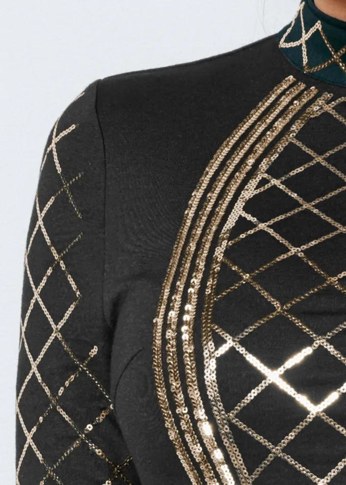 SEQUIN BODYCON DRESS Black and Gold Women VENUS Short Dresses