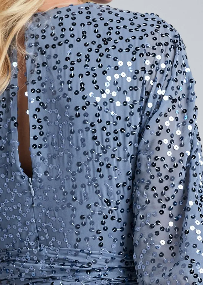 SEQUIN TIE FRONT DRESS Blue Women VENUS Midi Dresses