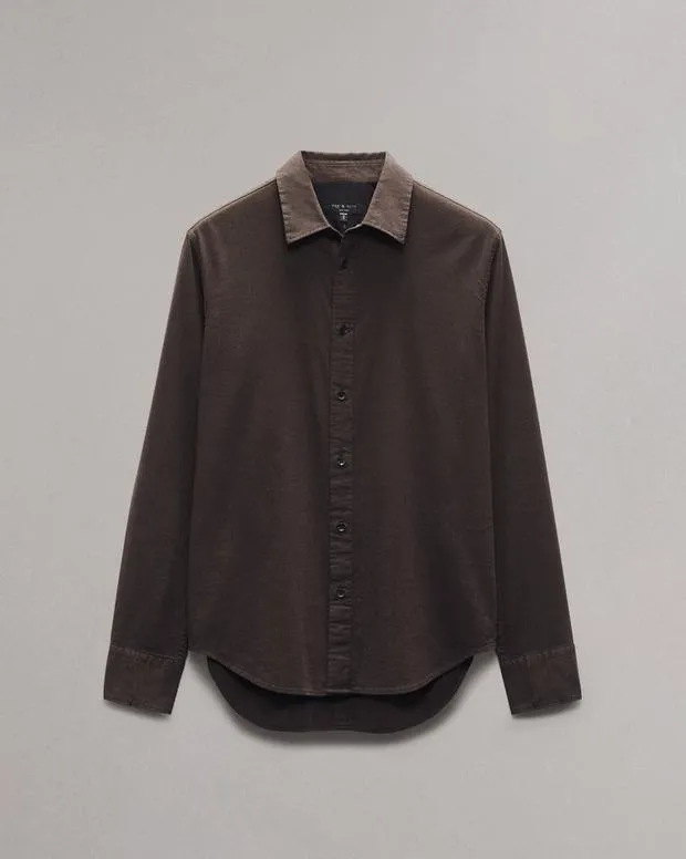 Shirts Men Rag and Bone Tomlin CottonBlend Shirt Dark Chocolate