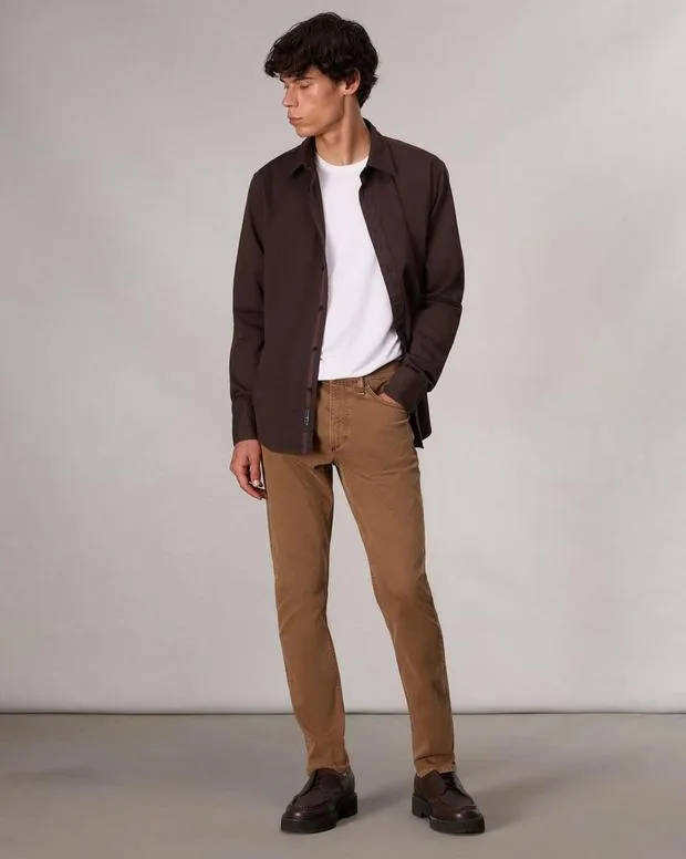 Shirts Men Rag and Bone Tomlin CottonBlend Shirt Dark Chocolate