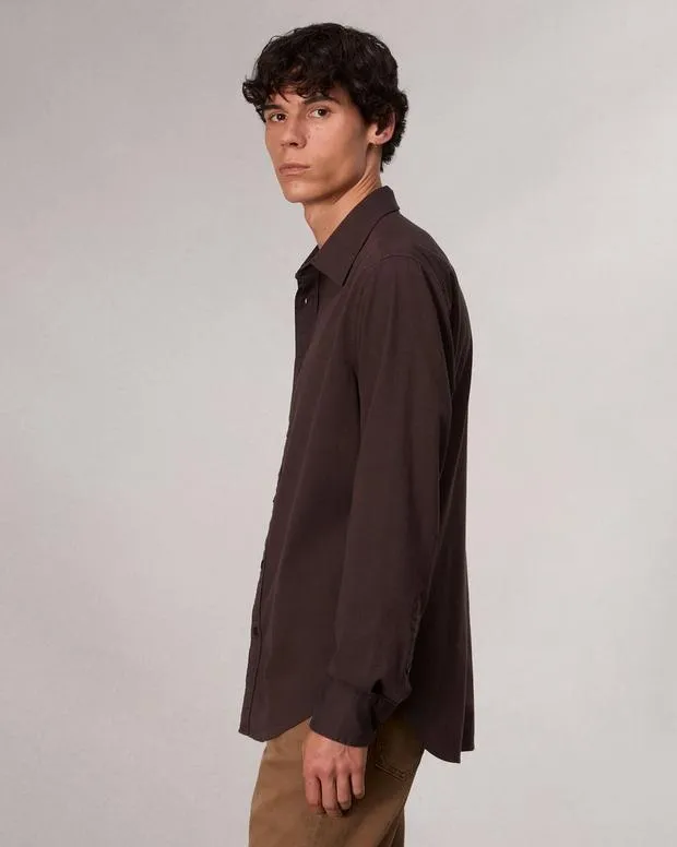 Shirts Men Rag and Bone Tomlin CottonBlend Shirt Dark Chocolate