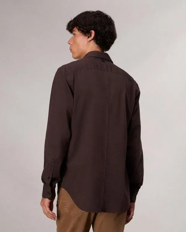 Shirts Men Rag and Bone Tomlin CottonBlend Shirt Dark Chocolate