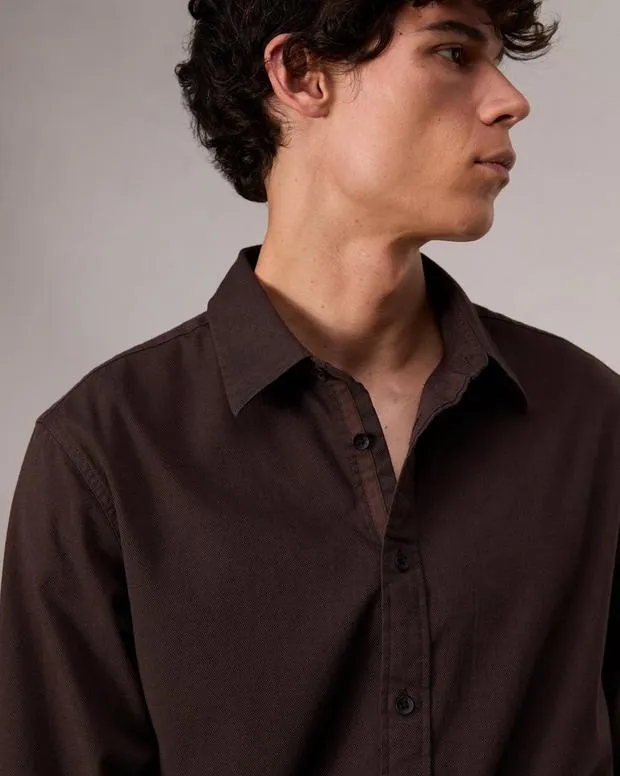 Shirts Men Rag and Bone Tomlin CottonBlend Shirt Dark Chocolate