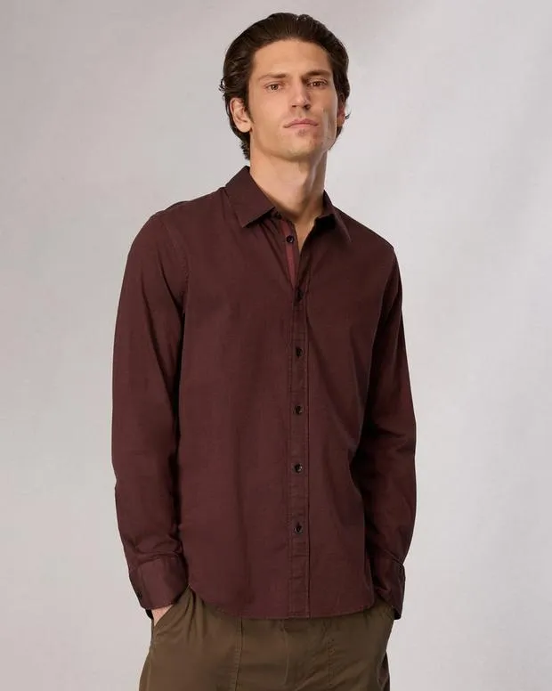 Shirts Men Rag and Bone Tomlin CottonBlend Shirt Maroon