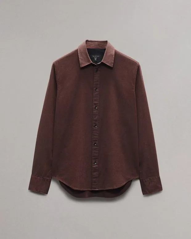 Shirts Men Rag and Bone Tomlin CottonBlend Shirt Maroon