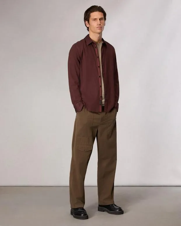 Shirts Men Rag and Bone Tomlin CottonBlend Shirt Maroon