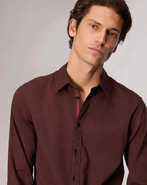 Shirts Men Rag and Bone Tomlin CottonBlend Shirt Maroon