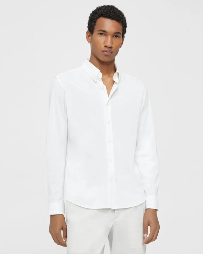 Shirts Men Theory Alfred Shirt In Structured Piqu Optic White