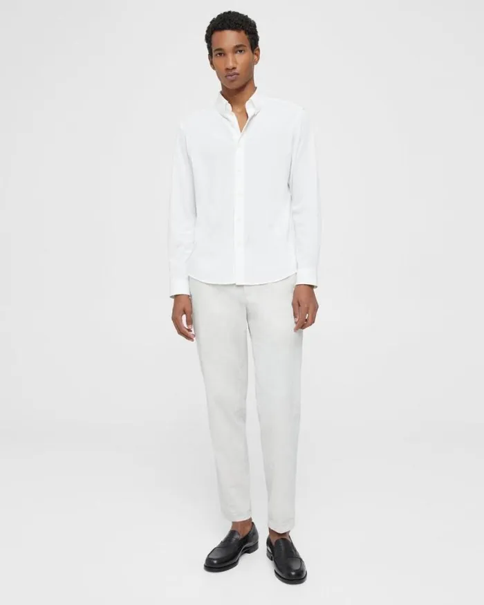 Shirts Men Theory Alfred Shirt In Structured Piqu Optic White Shirts Men Theory Alfred Shirt In Structured Piqu Optic White