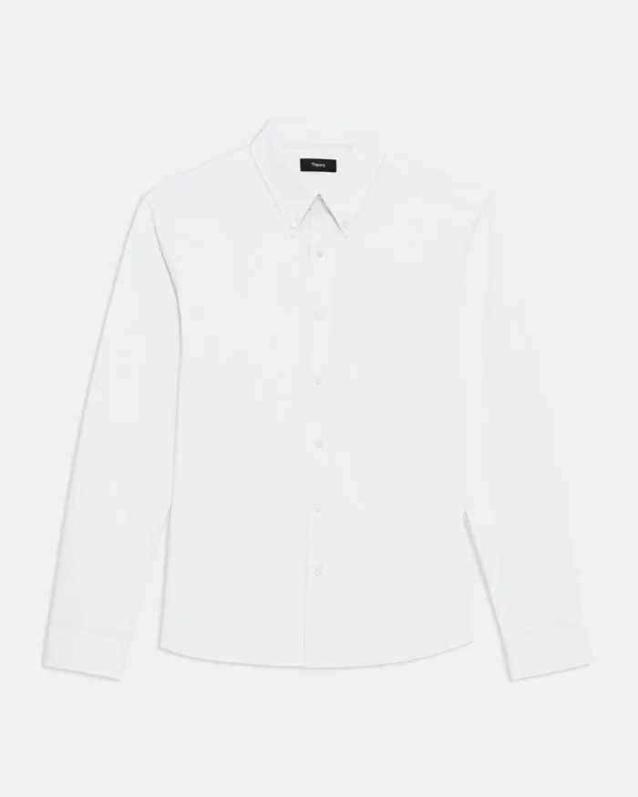 Shirts Men Theory Alfred Shirt In Structured Piqu Optic White Shirts Men Theory Alfred Shirt In Structured Piqu Optic White