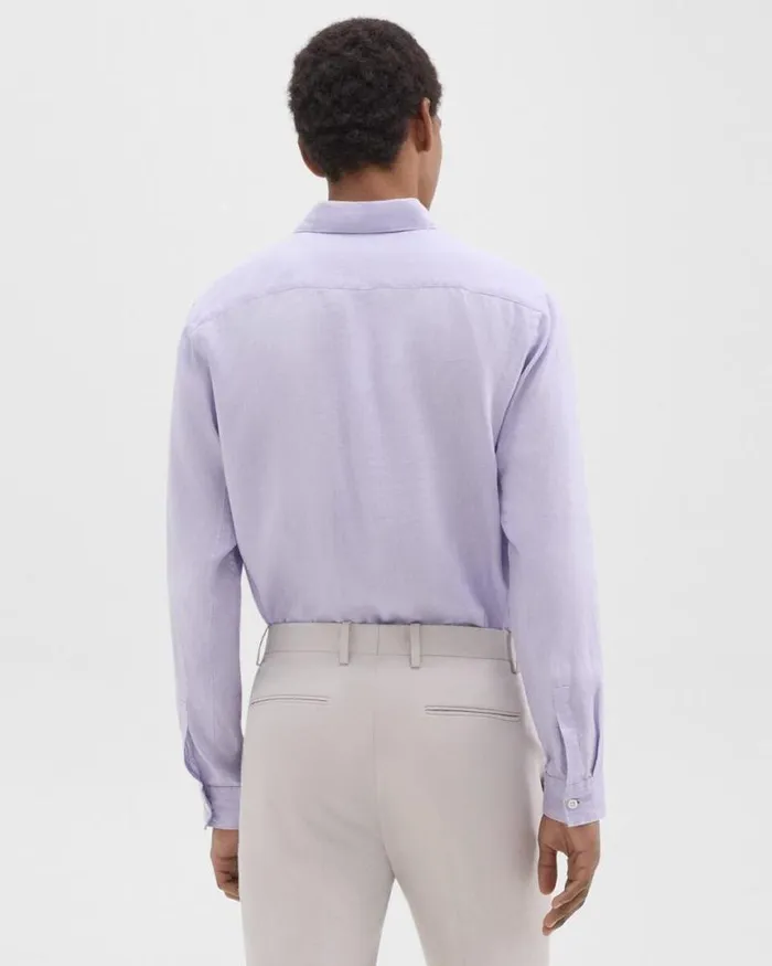 Shirts Men Theory Irving Shirt In Relaxed Linen Soft Iris Shirts Men Theory Irving Shirt In Relaxed Linen Soft Iris