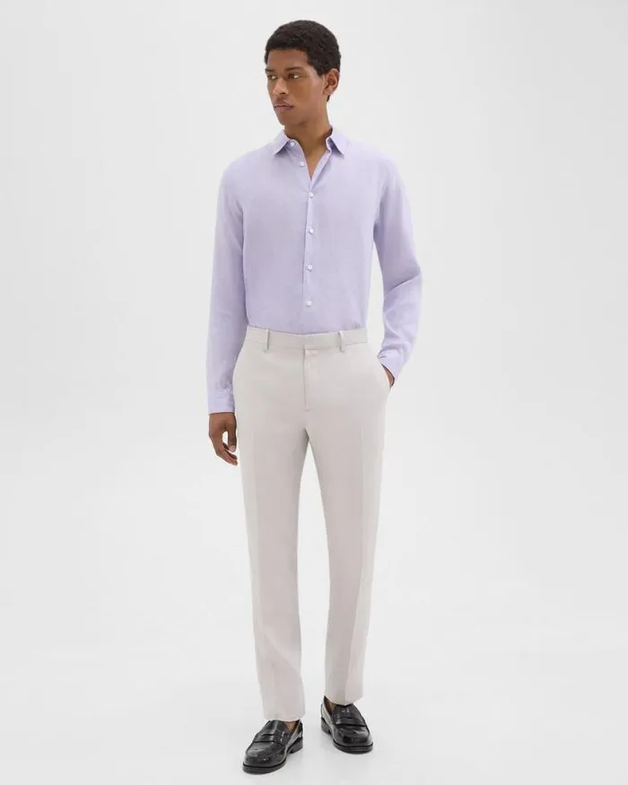 Shirts Men Theory Irving Shirt In Relaxed Linen Soft Iris Shirts Men Theory Irving Shirt In Relaxed Linen Soft Iris