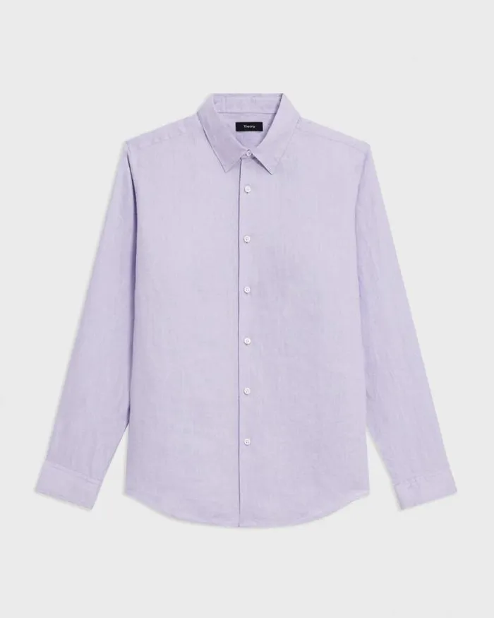 Shirts Men Theory Irving Shirt In Relaxed Linen Soft Iris Shirts Men Theory Irving Shirt In Relaxed Linen Soft Iris