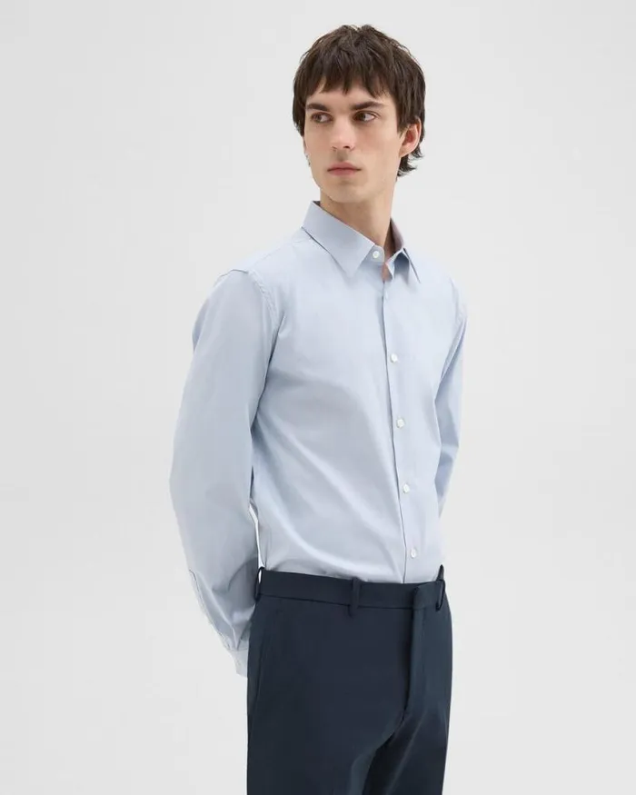 Shirts Men Theory Sylvain Shirt In Checked Poplin Olympicwhite Shirts Men Theory Sylvain Shirt In Checked Poplin Olympicwhite