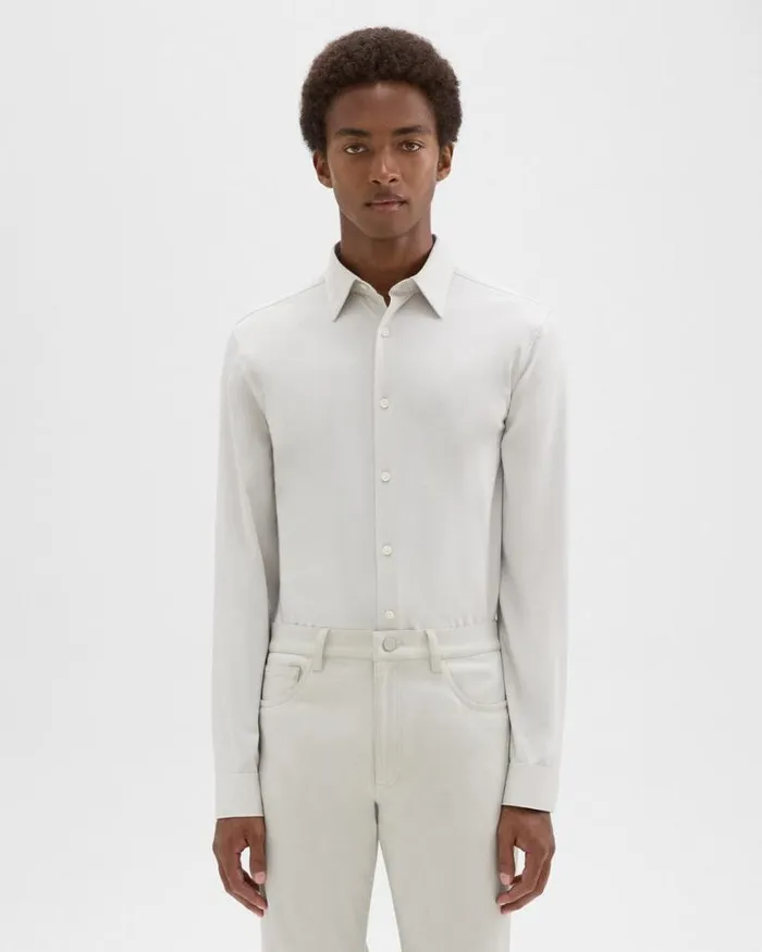 Shirts Men Theory Sylvain Shirt In Structure Knit Limestone