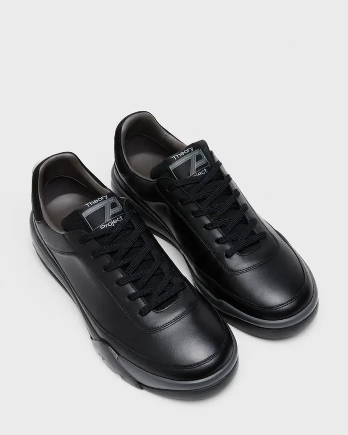 Shoes Men Theory Leather Sneaker Black