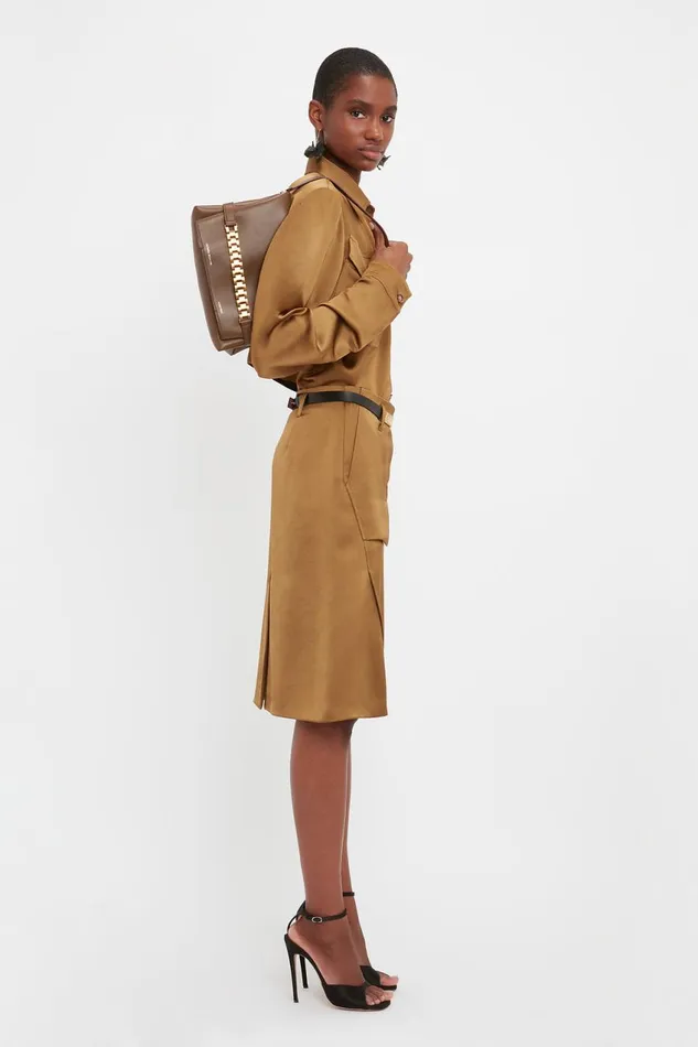 Shoulder Bags Women Victoria Beckham Chain Pouch With Strap In Khaki Leather