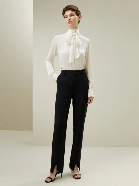 Silk Turtleneck Ribbon Blouse Women Blouses Lilysilk Shirts