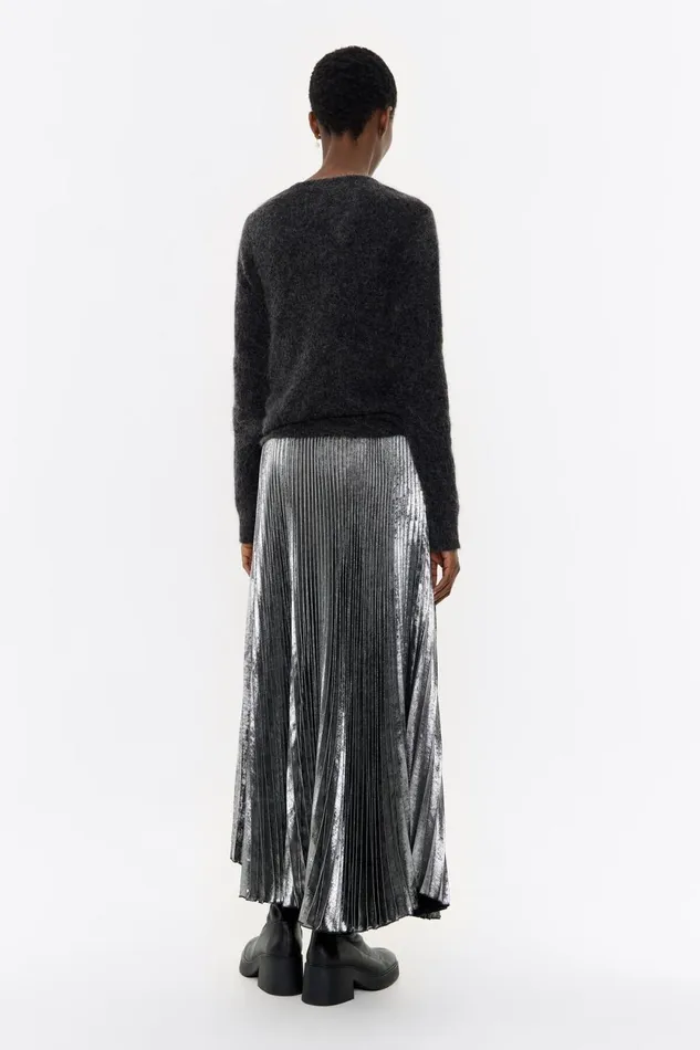 Silver Pleated Midi Skirt Silver Women Bimba Y Lola Skirts Silver Pleated Midi Skirt Silver Women Bimba Y Lola Skirts