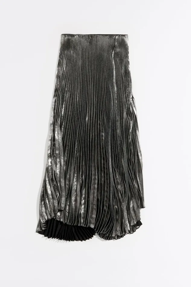 Silver Pleated Midi Skirt Silver Women Bimba Y Lola Skirts Silver Pleated Midi Skirt Silver Women Bimba Y Lola Skirts