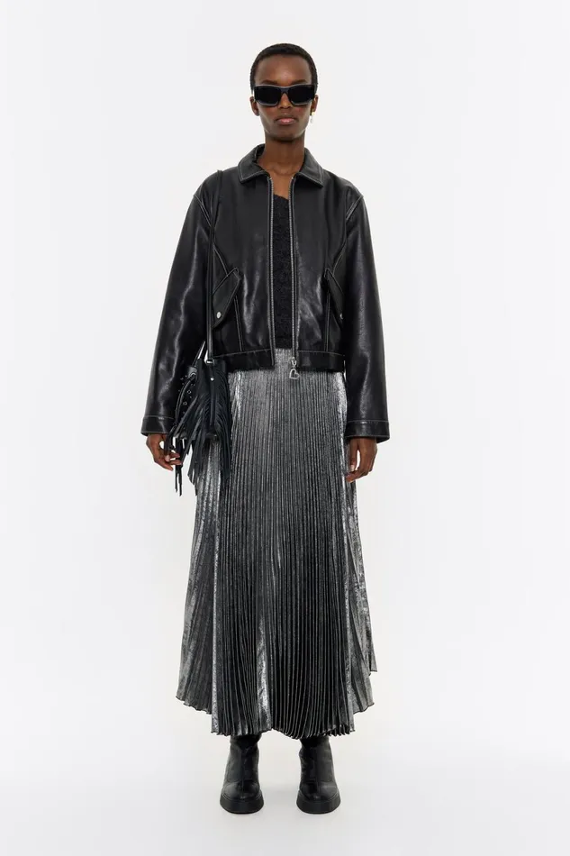 Silver Pleated Midi Skirt Silver Women Bimba Y Lola Skirts Silver Pleated Midi Skirt Silver Women Bimba Y Lola Skirts
