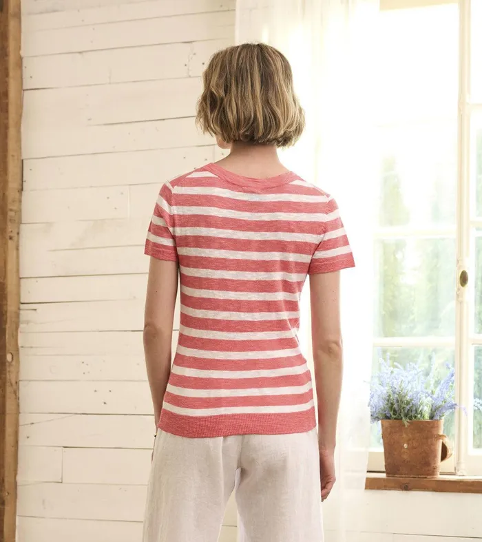 Simone Knit Tee 8211 Coral Stripes Hatley