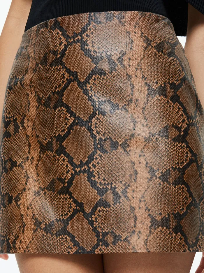 Skirts Women Alice Olivia Elana Vegan Mini Skirt Camelblack Snake