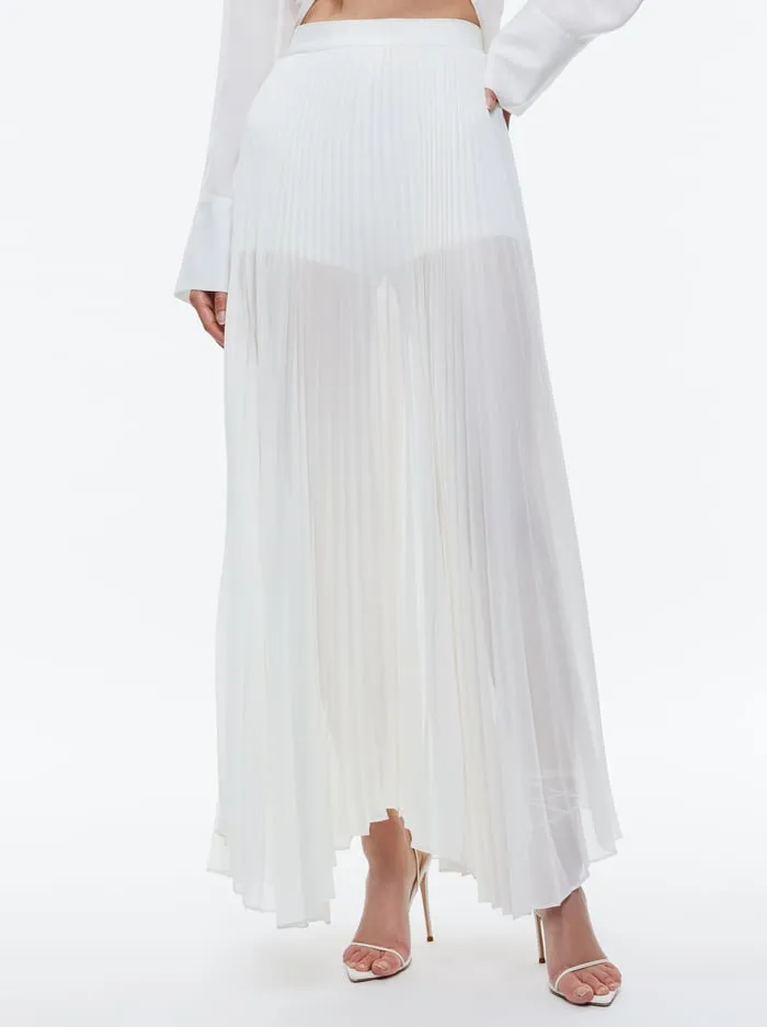 Skirts Women Alice Olivia Katz Pleated Maxi Skirt With Hot Pant Off White