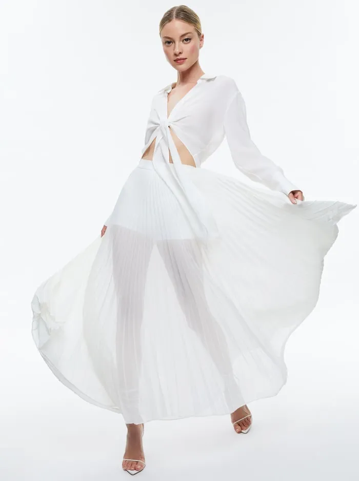 Skirts Women Alice Olivia Katz Pleated Maxi Skirt With Hot Pant Off White